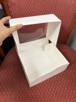 Boîte à gâteau rectangulaire en papier kraft avec fenêtre transparente, qualité alimentaire, personnalisable, pour cupcakes, tartes aux œufs, pâtisseries, à emporter, boîte de boulangerie