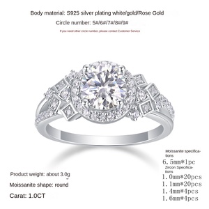 Anillos <span class=keywords><strong>de</strong></span> Compromiso y <span class=keywords><strong>Promesa</strong></span> <span class=keywords><strong>de</strong></span> <span class=keywords><strong>Matrimonio</strong></span> <span class=keywords><strong>de</strong></span> Plata 925 con Moissanita VVS <span class=keywords><strong>de</strong></span> 1CT, Corte Redondo, Chapados en Oro Blanco, Antideslustre, Joyería Fina para Dedo - Product Image 3