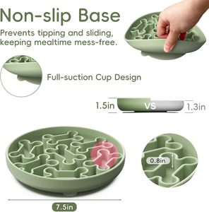 ชามอาหารสัตว์เลี้ยงซิลิโคนแบบใหม่ ปลอดสาร BPA ช่วยให้กินช้าลง  แบบพกพา ปรับแต่งได้ ชามอาหารสุนัขแบบกินช้า - Product Image 5