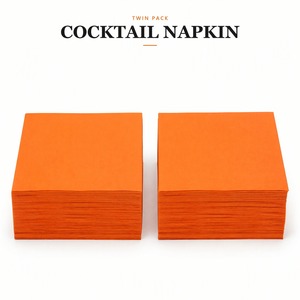 Plain Solid Orange <b>Paper</b> Cocktail <b>Napkins</b> Square Colored Serviettes for Party Wedding Banquet - Product Image 4