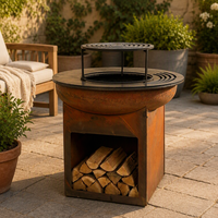 Barbecue d'extérieur en acier rouillé avec brasero et plancha, structure KD, pour jardin, vente en gros usine