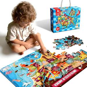 Grand puzzle géographique des États-Unis de 46 pièces (91x61 cm) pour enfants, avec paysage <span class=keywords><strong>et</strong></span> culture, puzzle de plan du sol des États-Unis, puzzle de carte des États-Unis - Product Image 1