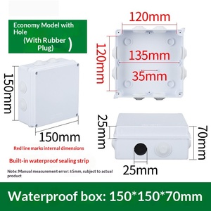 150x150x70mm IP65 <b>Waterproof</b> Electrical <b>Box</b> ABS Pre-drilled 10 Holes with Rubber Grommets Built-in Seal Enclosure - Product Image 1
