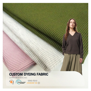 Tela acolchada al por mayor poliéster suave spandex tejido de punto elástico tejido de Spandex acanalado para vestido informal - Product Image 1