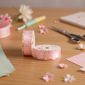 Nastro Decorativo Ilan 2.5cm x 2.7m Rosa con Bordo in Raso per Lavori Artigianali - Product Image 2