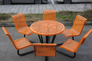 All'aperto commerciale in metallo Picnic <span class=keywords><strong>tavolo</strong></span> da pranzo da giardino Set di <span class=keywords><strong>acciaio</strong></span> <span class=keywords><strong>esterno</strong></span> Patio <span class=keywords><strong>esterno</strong></span> bar birra <span class=keywords><strong>tavolo</strong></span> con 5 sedie - Product Image 2