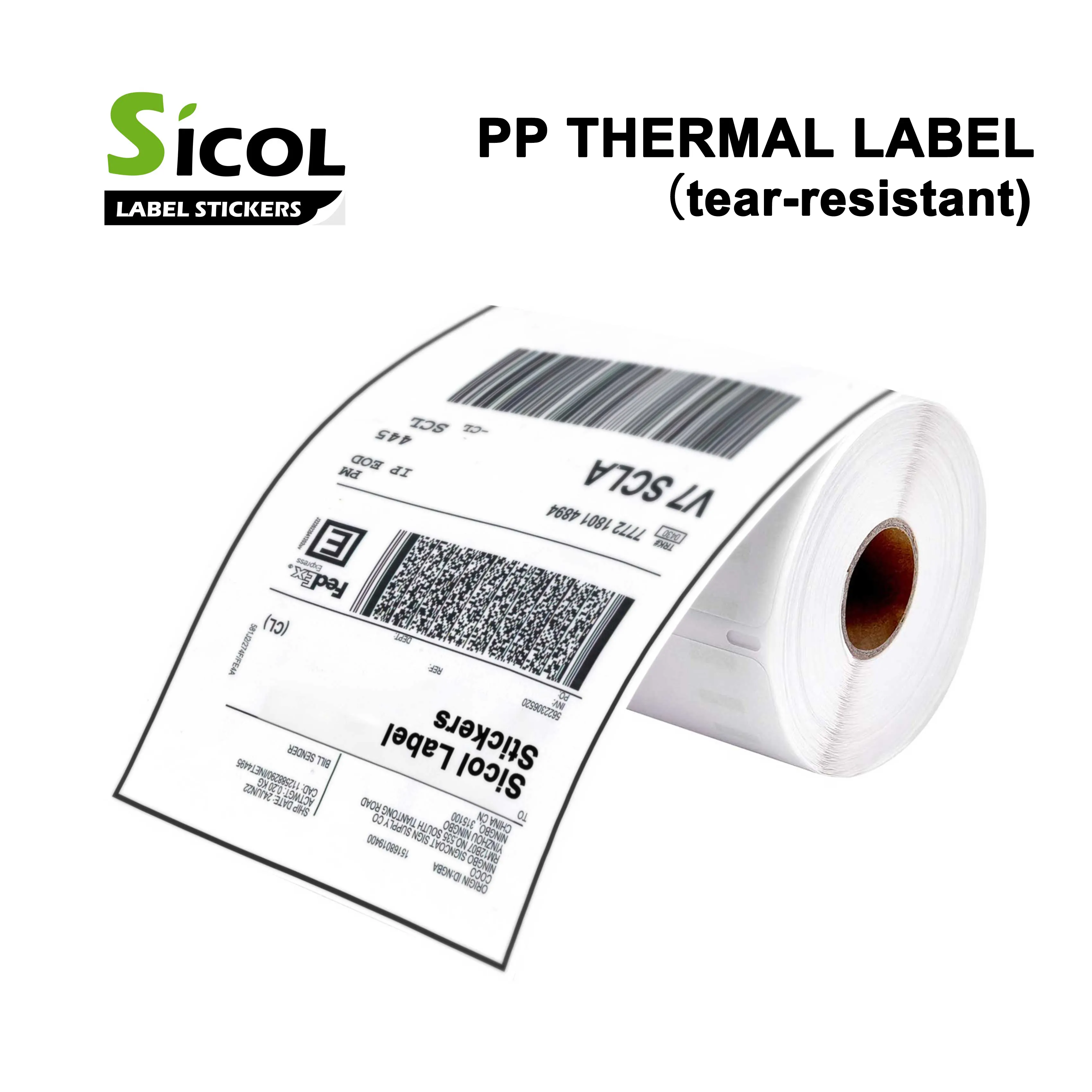 Etiqueta de papel para impressora térmica direta, etiqueta branca fosca do filme do vinil com rolo 4x6