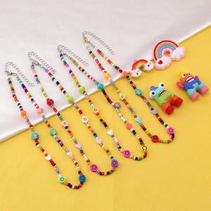 Rice Bead Necklace Cartoon Monster Pendant Rainbow Charm Clavicle Chain Korean Style Jewelry Gift For Kids And Teens - Product Image 2