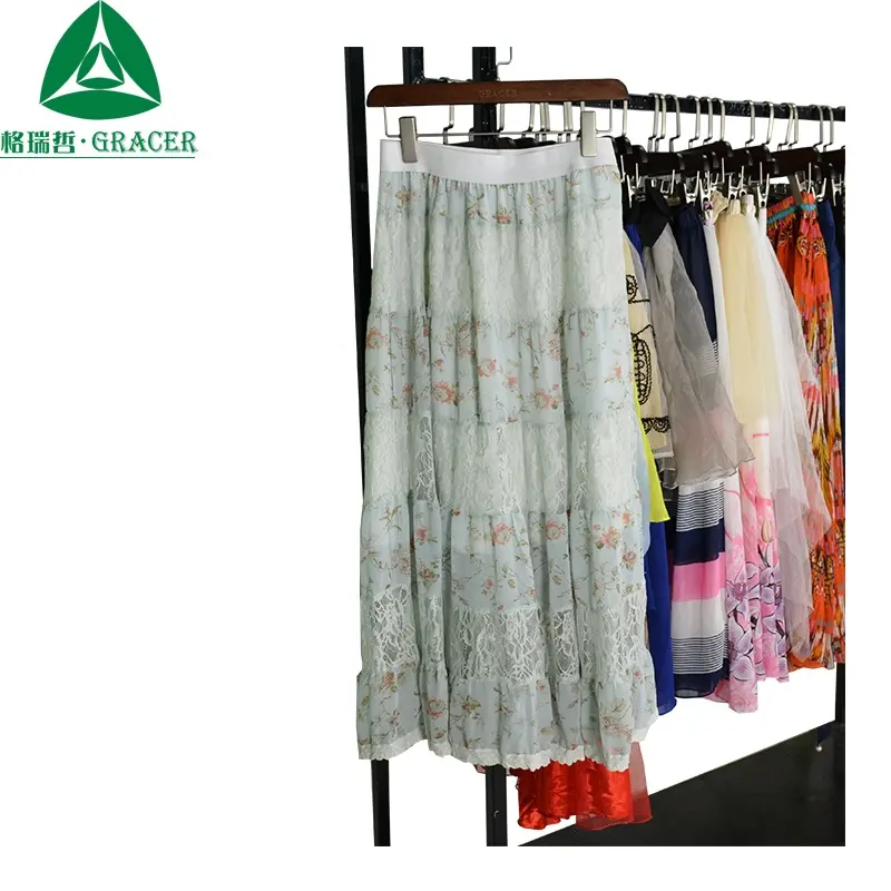 Gracer Thrift Apparel ukay ukay supplier Branded Clothes Used Silk Chiffon Skirt Second Hand Clothes In Usa