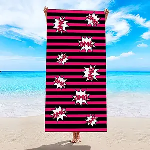 [Low MOQ OEM] High GSM Thick Beach Towels Bath Towels 100% Polyester Terry Microfiber Cloth 400GSM Custom Print No Minimum