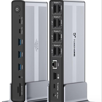 Docking Station Aluminium Alloy USB C 4K/60Hz Triple untuk DP 120W PD Charging 10Gbps USB 3.1 Gigabit Ethernet Laptop Dock Stock