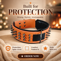 Collier pour chien robuste à pointes, en cuir véritable de 8 mm d'épaisseur, anti-morsure, clouté, pour Bully, Pitbull, Mastiff