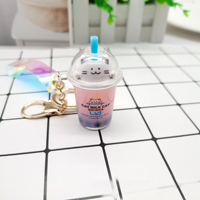 Porte-clés personnalisé de haute qualité 2d 3d thé à bulles liquides solides Boba thé au lait porte-clés personnalisé pour cadeau promotionnel