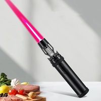 Briquet torche coupe-vent en métal, rechargeable au butane, avec verrou de sécurité pour cigarettes, barbecue, cigares - Idéal pour les cadeaux d'affaires et le camping
