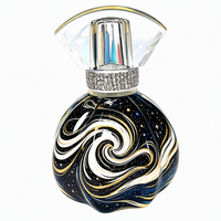 Flacon de parfum en verre mat au design Nuit Étoilée de qualité supérieure, avec impression artistique personnalisable, vide