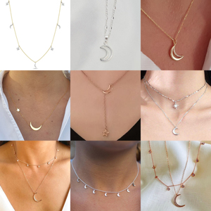 <span class=keywords><strong>Collana</strong></span> con ciondolo a forma di stella a <span class=keywords><strong>mezzaluna</strong></span> con gioielli da donna all'ingrosso <span class=keywords><strong>collana</strong></span> in argento Sterling 925 con luna e stella in oro 18 carati - Product Image 4