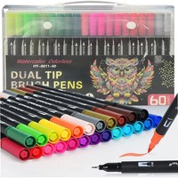 Marqueurs double pointe en gros (12/24 couleurs) – Kits de stylos aquarelles économiques – Marqueurs double embout pour le dessin et la calligraphie