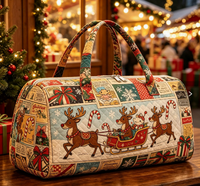 Sac fourre-tout en polyester imprimé en 3D sur le thème de Noël avec motif géométrique, sac de voyage pliable de grande capacité pour la gym