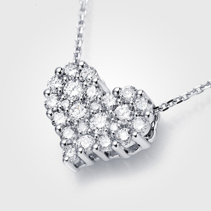 สร้อยคอทองเค18K Moissanite <span class=keywords><strong>VVS</strong></span> Heart Necklace Dubai Mama,สร้อยคอทองคำแท้เจียหนาหลายชั้นเครื่องประดับสุดหรู - Product Image 4