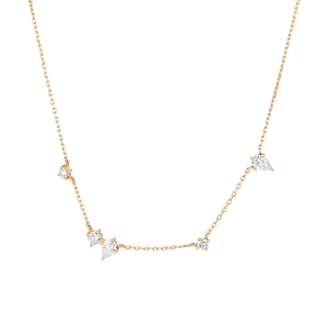 <b>CANNER</b> 2023 Trend 18k S925 Silver Simple 5 Round Drop Shape Zircon Mixed Size Zircon Necklace Jewelry for Girls - Product Image 1