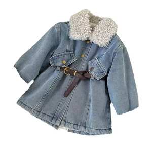 Cappotto Invernale 2025 per Bambine, Imbottito in <span class=keywords><strong>Pelliccia</strong></span> e Lana, Giacca in Denim con Colletto Rovesciato - Product Image 1