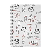 B5 Spiralblock 350 GSM Karton-Einband 68 Blatt Linierte Seiten Dickes Kartonpapier Niedlicher Welpen-Bäckerei-Druck für Schüler und Geschenke