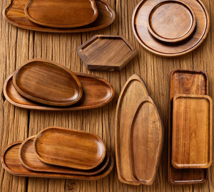 Factory Direct Best Selling Wholesale <strong>Disposable</strong> Acacia Wood Engraving Serving <strong>Platter</strong> for Breakfast Coffee Tea Snack or Party - Product Image 4
