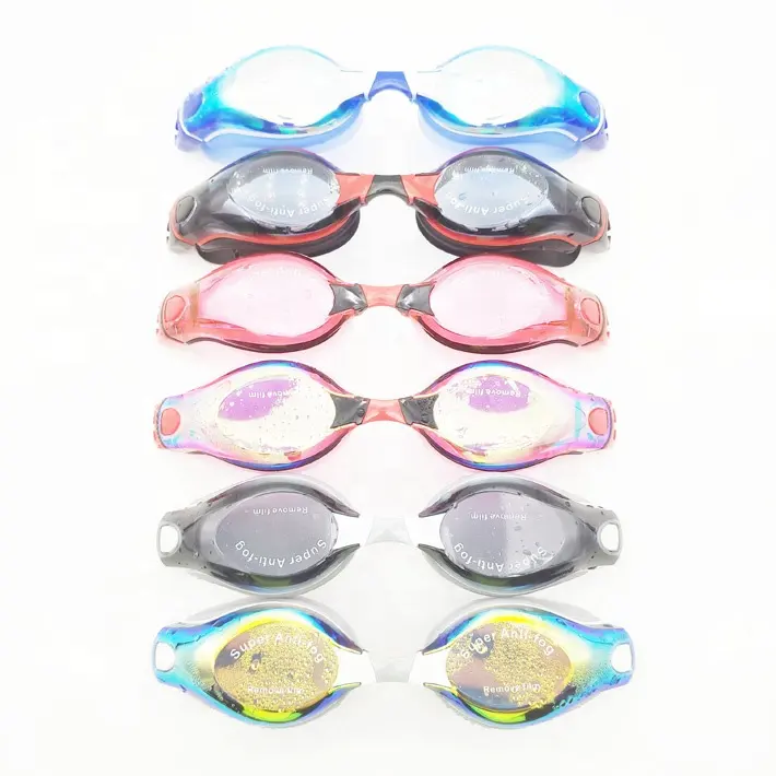 Kacamata renang lapisan pelangi silikon optik, kacamata renang olahraga tahan air tanpa bocor Anti kabut perlindungan UV