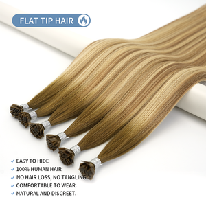 Extensions <span class=keywords><strong>de</strong></span> cheveux humains <span class=keywords><strong>de</strong></span> luxe vierges russes Remy pré-collées, blanchies, à pointe plate souple, double tirage, pour salons haut <span class=keywords><strong>de</strong></span> gamme - Product Image 1