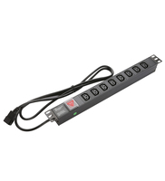 Prise IEC C13 avec interrupteur, unité de distribution d'alimentation (PDU) en alliage d'aluminium 19 pouces à 8 prises, certifiée CE, pour armoire réseau