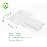 Boîte à lunch jetable en amidon de maïs LVHE 7*5 pouces, compostable, biodégradable, écologique, de qualité alimentaire, utilisable au micro-ondes, sans BPA
