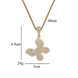 Collana con ciondolo a farfalla impilata, dolce e raffinata, collana in rame con zirconi stile Spice Girl. - Product Image 5