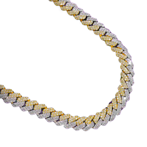 <span class=keywords><strong>Cadena</strong></span> cubana para hombre de moissanita bicolor de 10 mm con certificación GRA, plata de ley 925, probada con 12 pruebas, color D - Product Image 1
