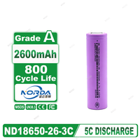 Pin NMC 18650 NORDA mật độ cao 3.7V 2600mAh 5C xả dòng cao dùng cho chuông cửa thông minh, chuột không dây và bàn phím