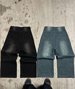 Vaqueros <span class=keywords><strong>Anchos</strong></span> Casuales Personalizados con Flecos y Agujeros, Estilo Vintage Desgastado, para Hombre y Mujer, con Serigrafía - Product Image 3