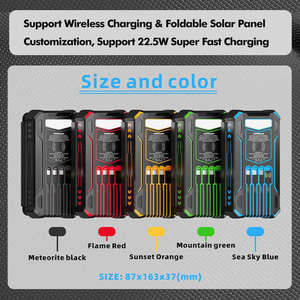 Солнечные портативные зарядные устройства на 20000 мАч с беспроводной зарядкой, 4 встроенными кабелями для зарядки, IP65/67, от производителя - Product Image 6