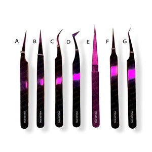 Pince à épiler d'extension de cils professionnelle Logo personnalisé prix de gros outil de beauté en acier inoxydable en titane - Product Image 1