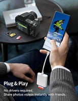 Lector de Tarjetas SD Tipo-C y Adaptador para iPhone, iPad, Mac, Laptop - Compatible con Tarjetas SD y TF, Admite Teléfonos, Laptops y Más Dispositivos