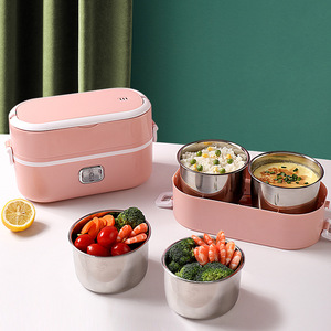 Boîte à lunch électrique en acier inoxydable 1,3-1,5 L, auto-chauffante, multifonction, boîte bento, cuiseur à riz, conservation de la chaleur - Product Image 1