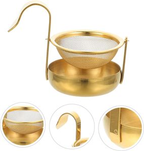 Hot Sale Metal Tea Infuser Gold Stainless Steel Tea Infuser Mesh Tea <b>Filter</b> Strainer with Rotate Bottom Tray - Product Image 4