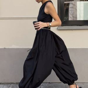 OEM Women's <b>Jumpsuits</b> & Playsuits <b>Black</b> <b>One</b> Shoulder Wide Pants Women's Summer <b>Jumpsuit</b> - Product Image 2
