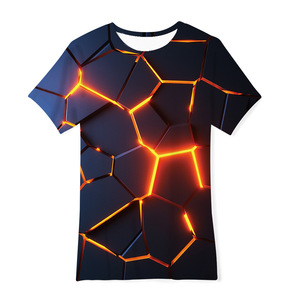 European American Solid <strong>3D</strong> Digital <strong>Printing</strong> Breathable Men's Short Sleeve Rib <strong>T</strong>-<strong>Shirt</strong> Summer Loose Fit Casual Jersey - Product Image 1