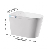 WC intelligent monobloc en céramique allongé avec lumière nocturne, réservoir encastré à siphon, siège chauffant, capteur de pied, double chasse P-trap/S-trap
