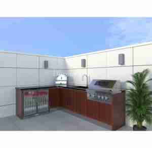 2026 Dorene L şekilli açık gaz ızgara Modern komple sistem mutfak ahşap renk açık mutfak ile Pizza fırını - Product Image 1