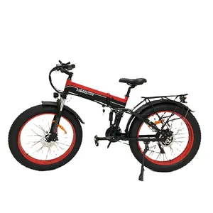 26 inch new foldable e bike fat wheel full suspension electric bicycle 1000W48V14AH lithium battery fat tire folding e bike