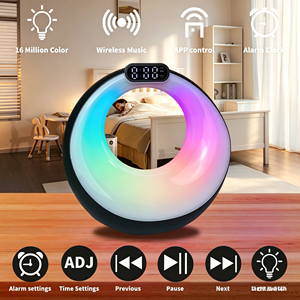 Réveil intelligent 4-en-1 avec lumière d'aube, veilleuse, haut-parleur et lampe musicale d'ambiance RGB contrôlée par application pour chambre et salon - Product Image 2