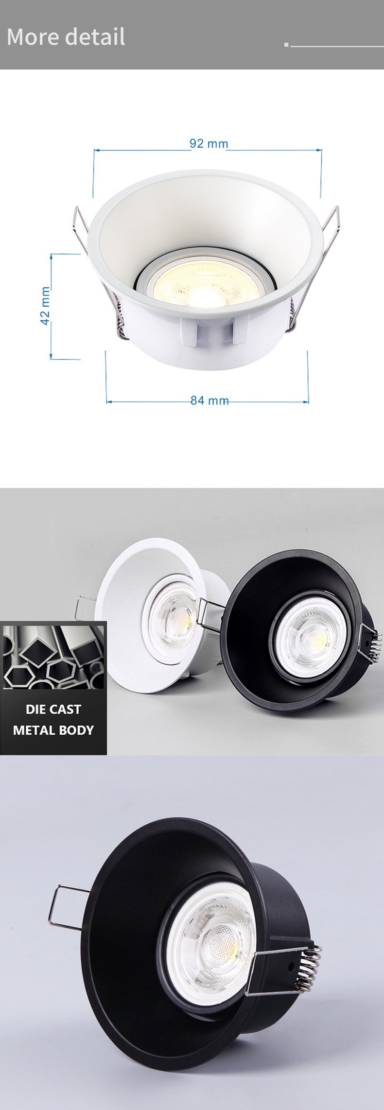 Recessed Downlights Ceiling Light Adjustable GU10/MR16 Aluminium