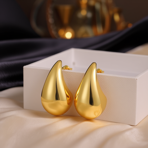 Pendientes colgantes con forma de gota de agua dorada para mujer, joyería moderna de aleación para fiesta, pendientes llamativos chapados en oro - Product Image 2