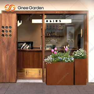 Jardinières d'extérieur en acier corten galvanisé de style américain rustique moderne pour la décoration du jardin et de la maison - Product Image 3