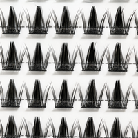 Extensions de cils 3D sans colle, 14 mm, effet grand œil, grappes de cils vaporeux, effilés et volumineux, faux cils en plateau pour maquillage DIY et fournitures de beauté